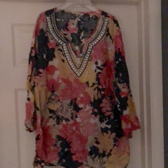 LINEN CHARTER CLUB WOMENS BLOUSE- SIZE XL- GENTLY WORN - Picture 2 of 7